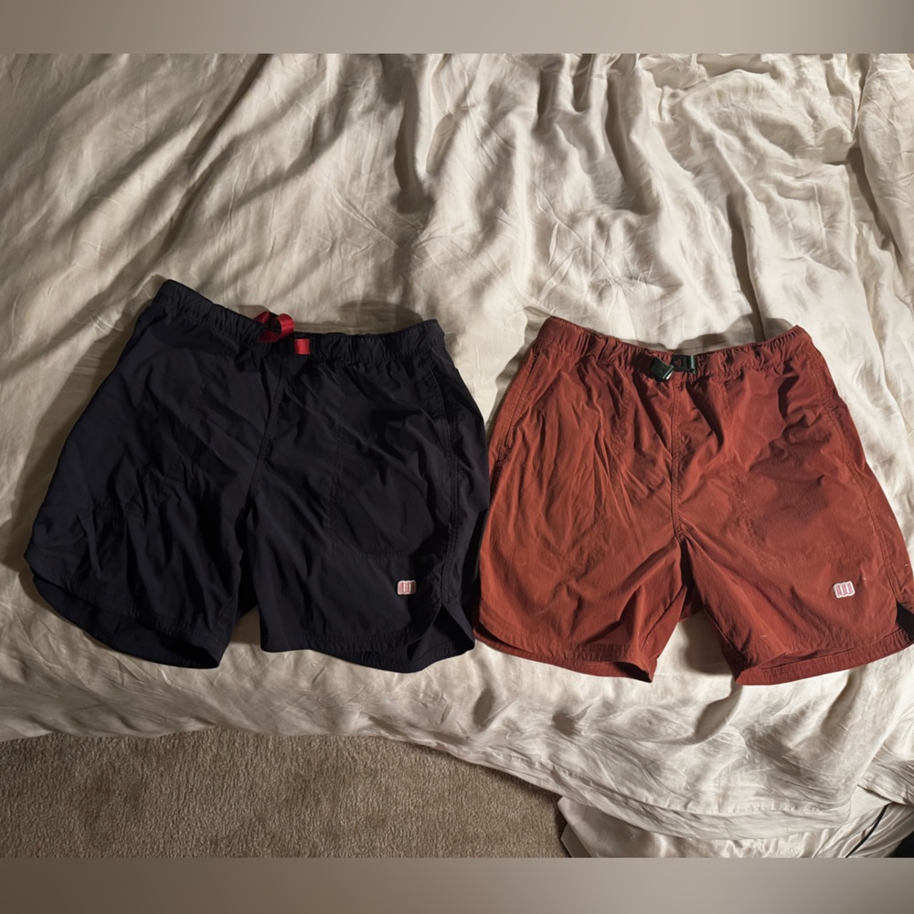 Topo Designs Black and Rust Shorts